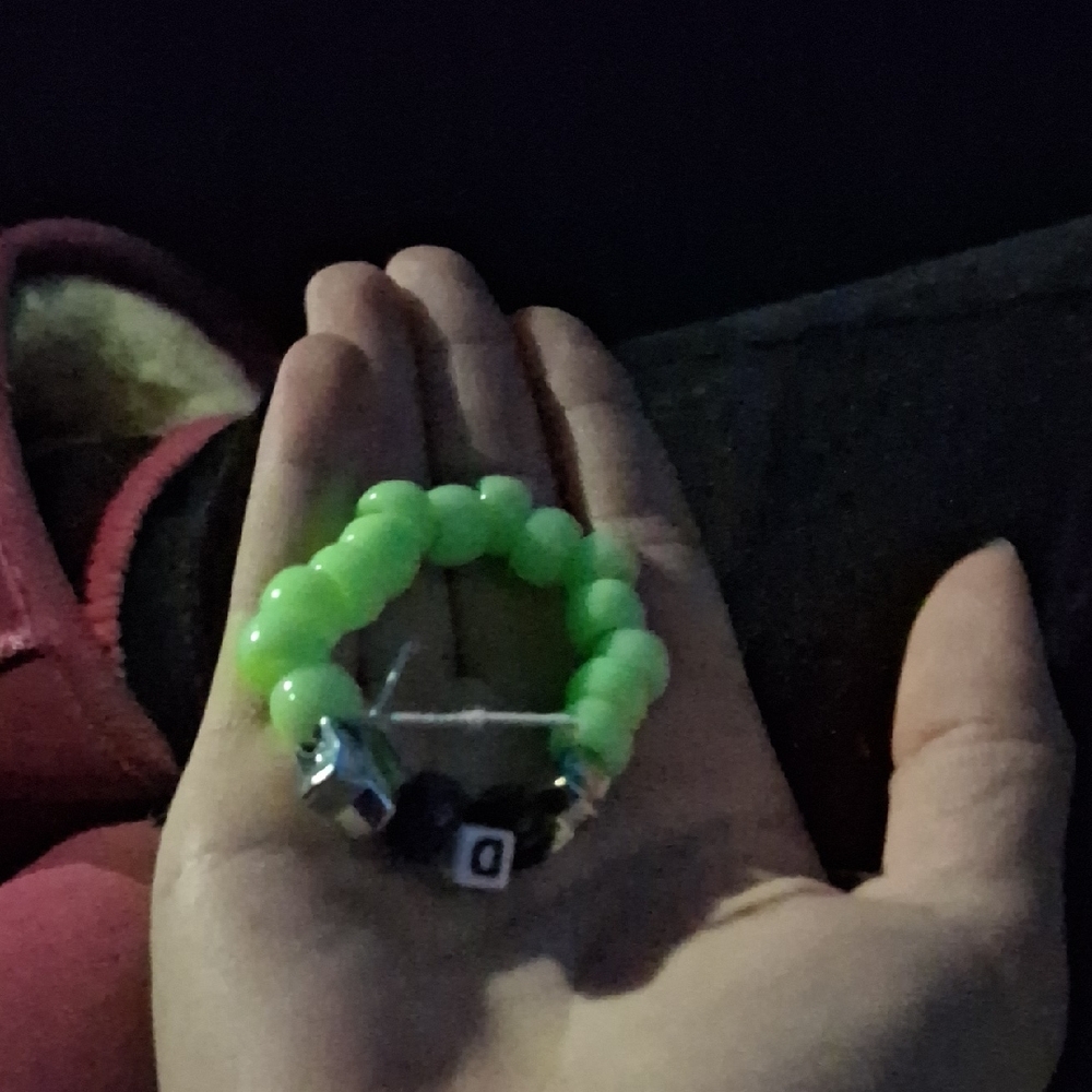 Green Beaded Bracelet with Silver Accents